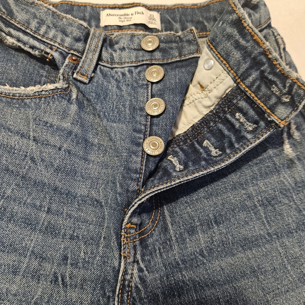 Abercrombie & Fitch High Rise Button-Fly Blue Jeans